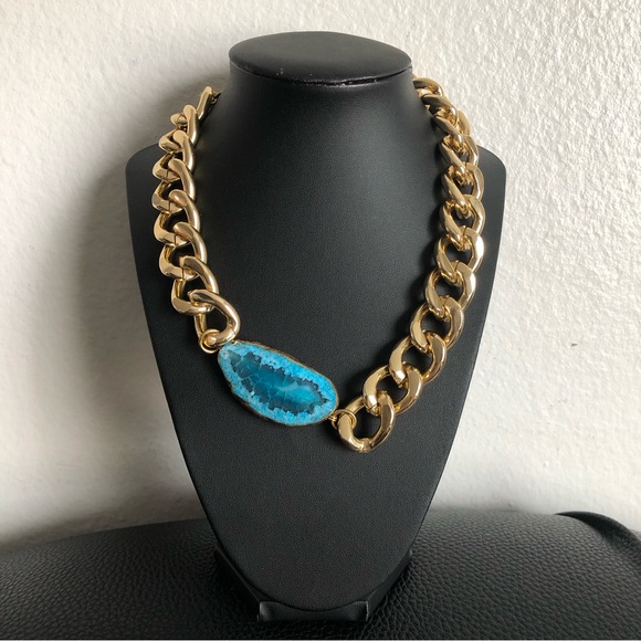 Oia Jules Jewelry - Oia Jules Gold Chain Necklace with Turquoise Agate
